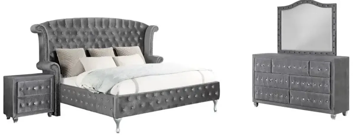 Deanna 4-piece Tufted California King Bedroom Set Grey