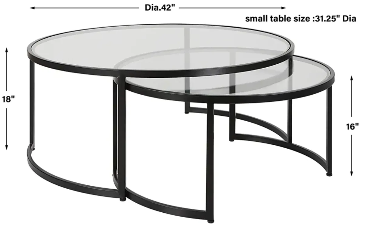 Rhea Black Nesting Coffee Tables S/2