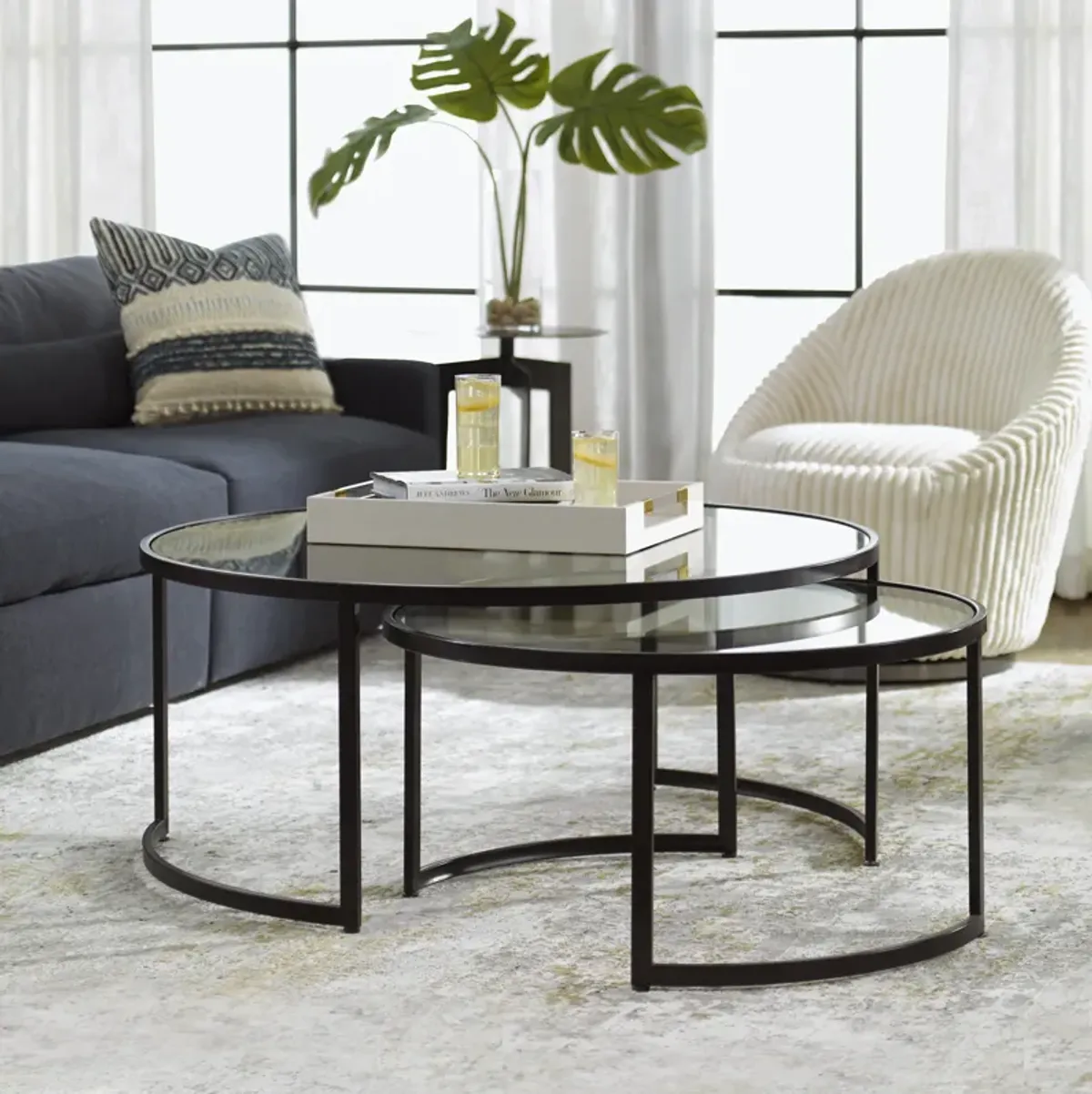 Rhea Black Nesting Coffee Tables S/2