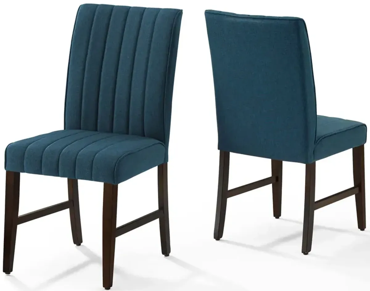 Motivate Channel Tufted Upholstered Fabric Dining Chair Set of 2