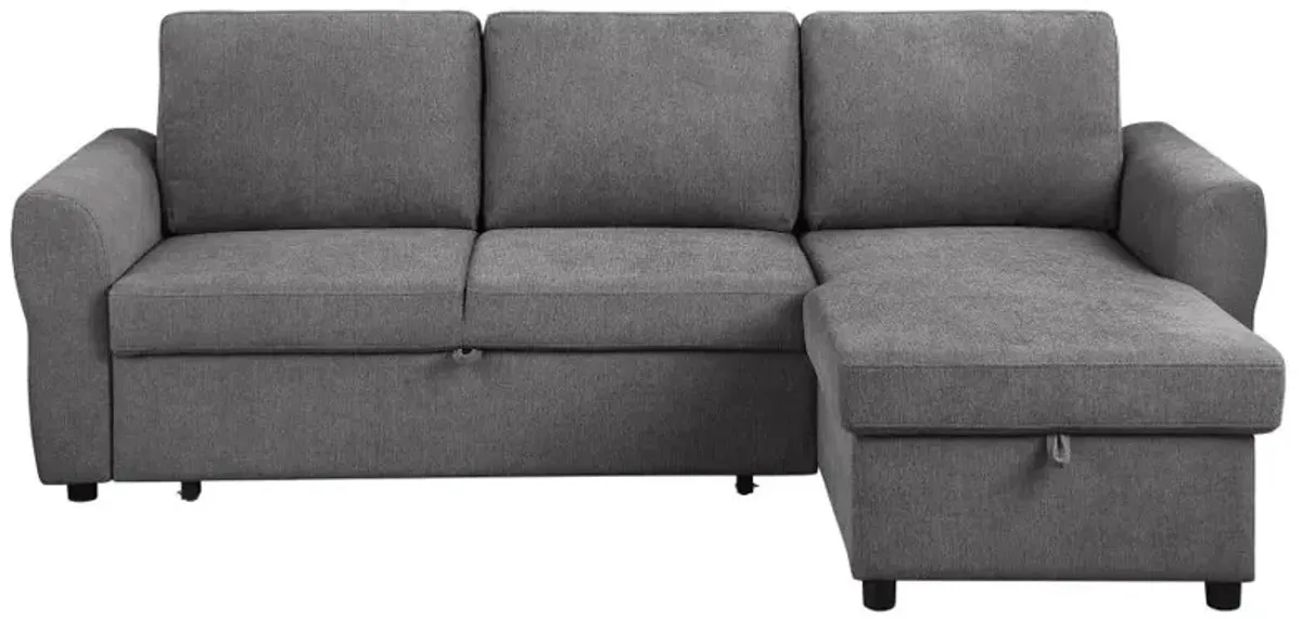 Samantha Upholstered Sleeper Sofa Sectional with Storage Chaise Grey