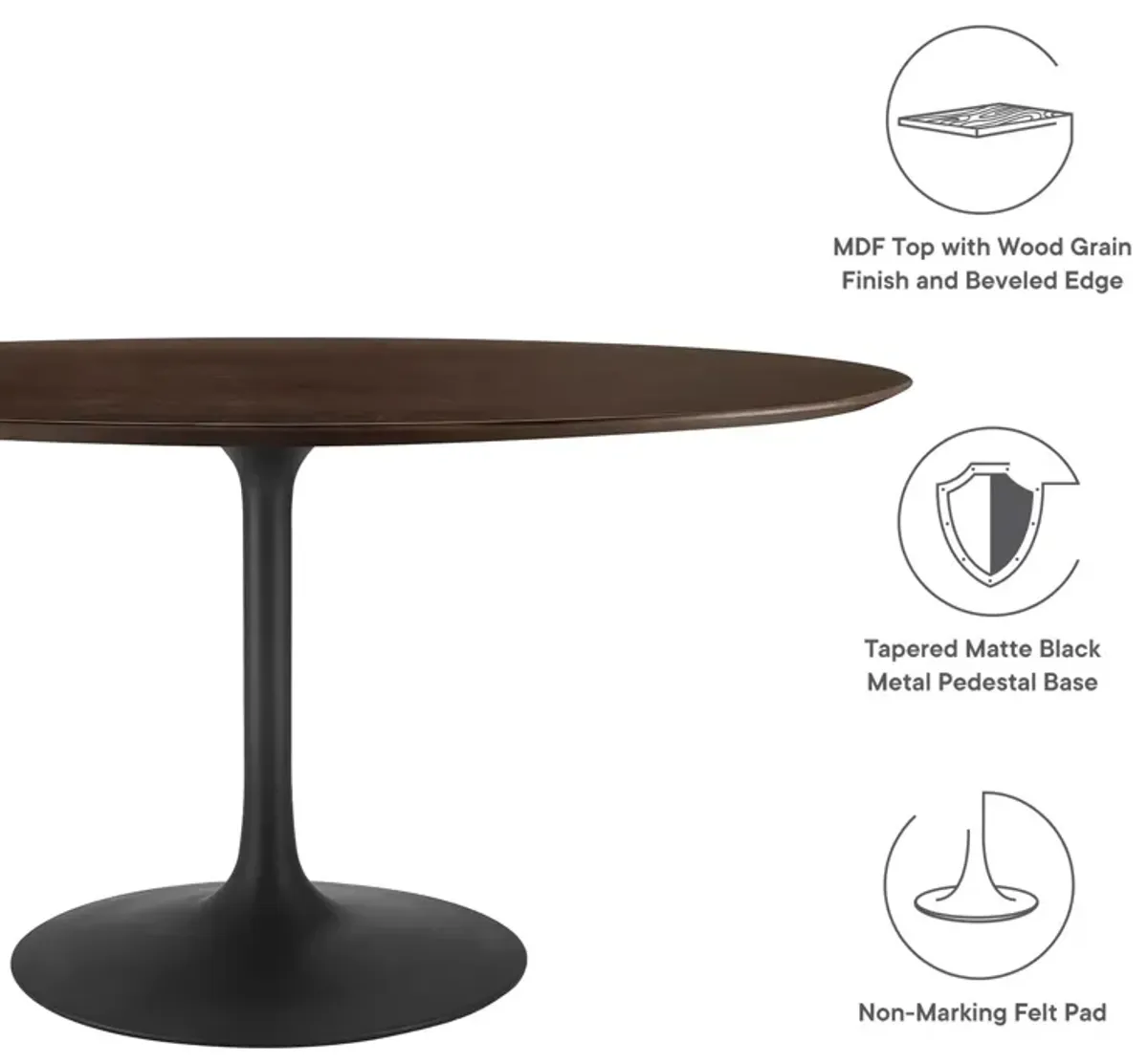 Lippa 60" Oval Wood Grain Dining Table