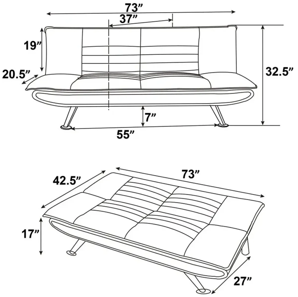 Julian Upholstered Sofa Bed with Pillow-top Seating Grey