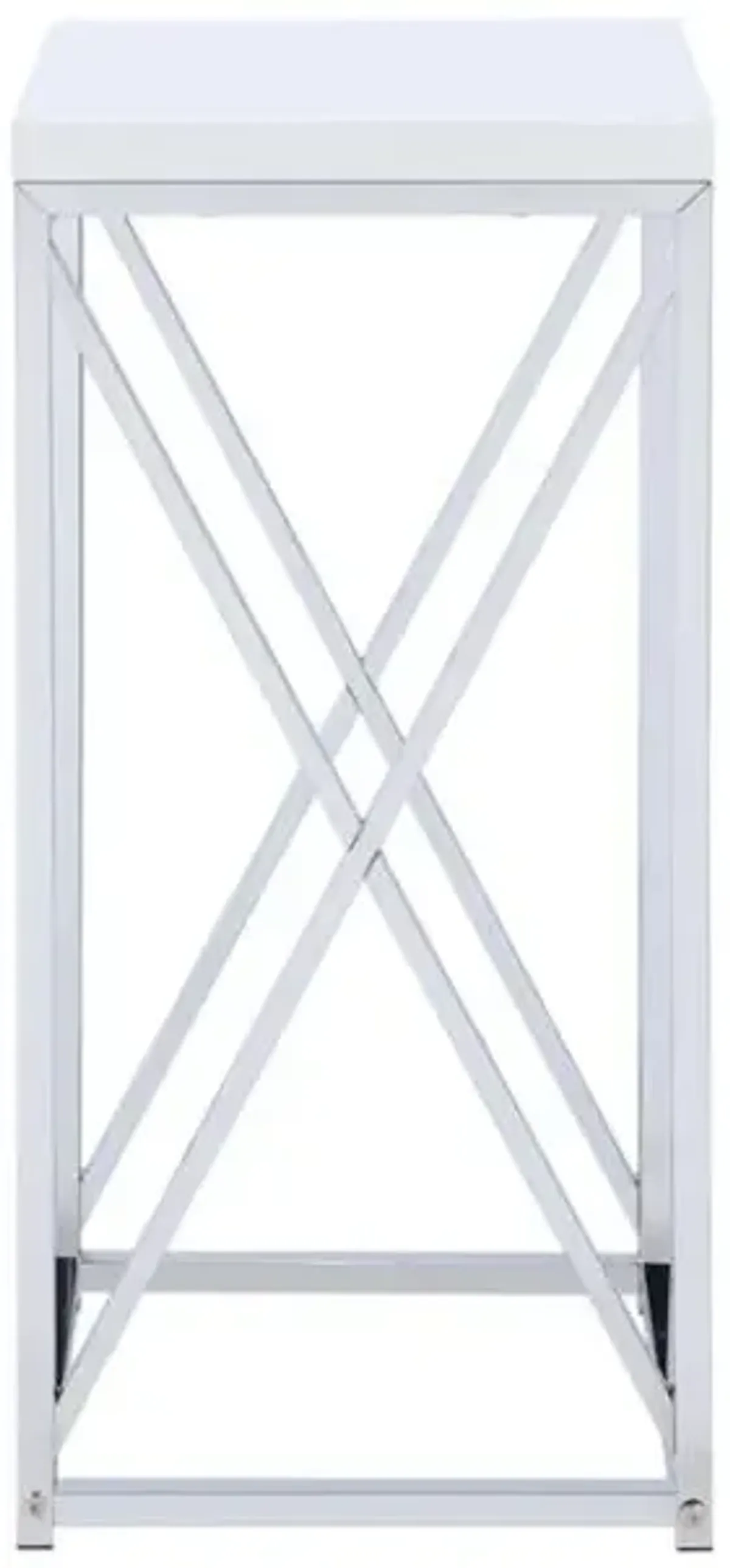 Edmund Accent Table with X-cross Glossy White and Chrome