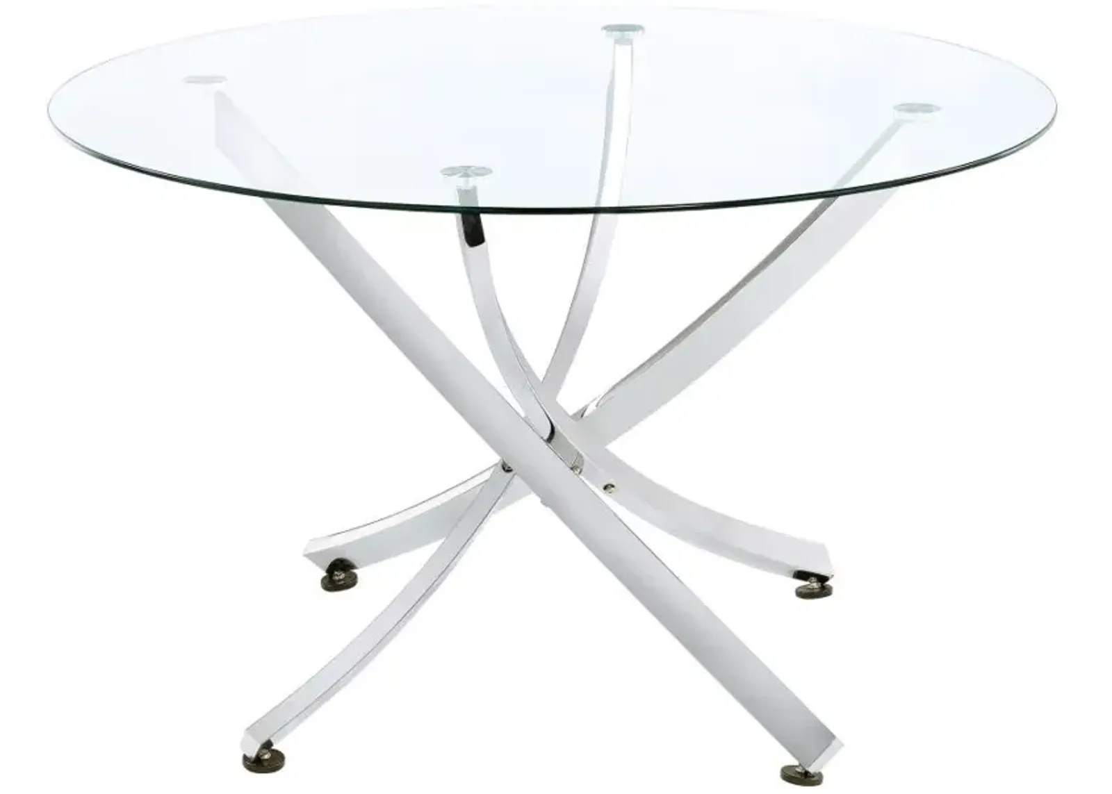 Beckham Round Dining Table Chrome and Clear