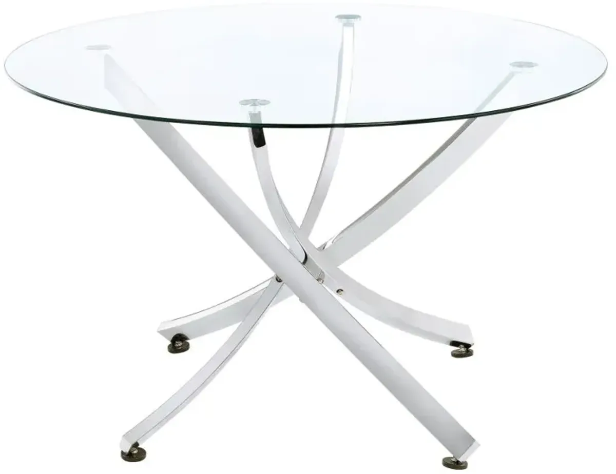 Beckham Round Dining Table Chrome and Clear