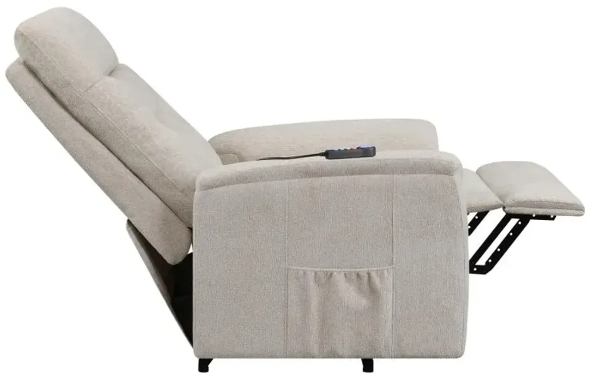 Henrietta Power Lift Recliner with Storage Pocket Beige