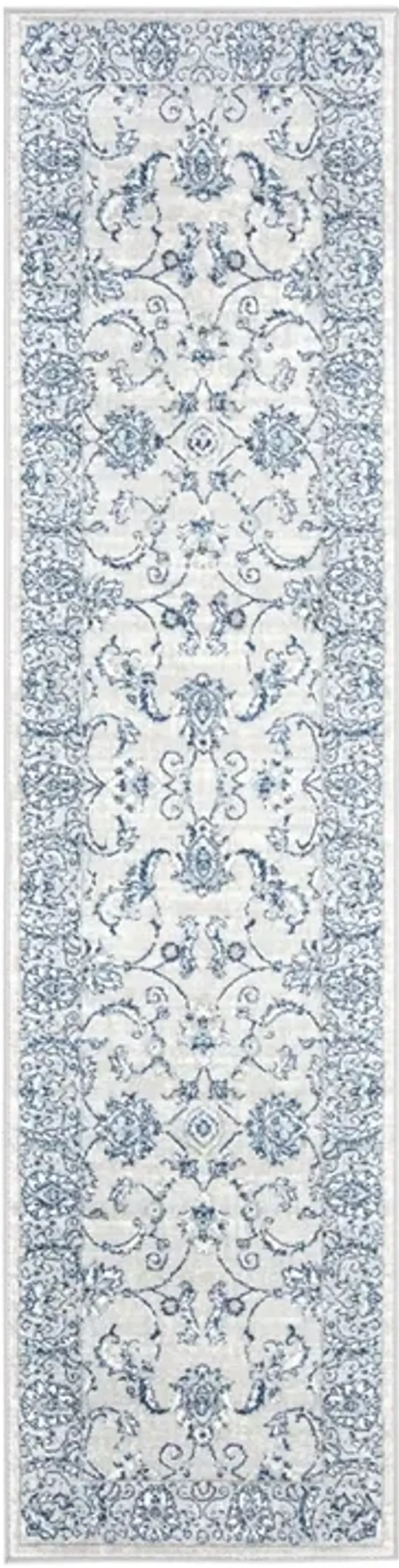 Brentwood 854 Light Grey / Blue 2' X 6' Runner Powerloomed Rug