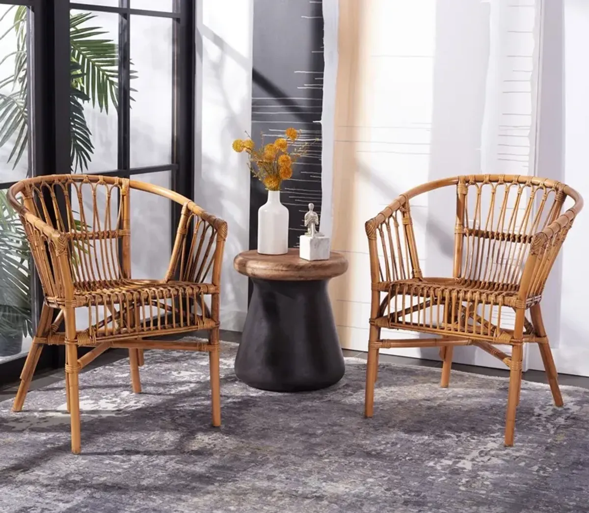 ADRIANA RATTAN ACCENT CHAIR - Set of 2