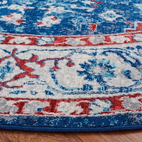 Brentwood 851 Navy / Red 6'-7" X 6'-7" Round Round Powerloomed Rug