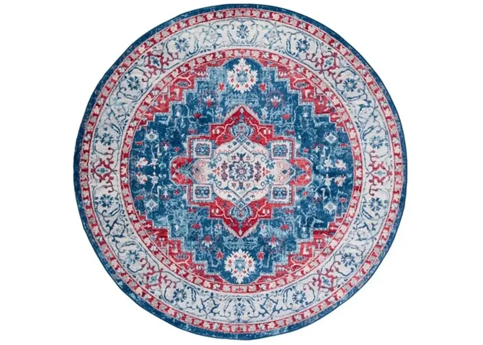 Brentwood 851 Navy / Red 6'-7" X 6'-7" Round Round Powerloomed Rug