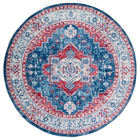 Brentwood 851 Navy / Red 6'-7" X 6'-7" Round Round Powerloomed Rug