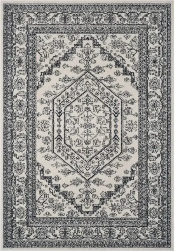 Adirondack Contemporary Ivory / Navy 2'-6" X 8' Powerloomed Rug