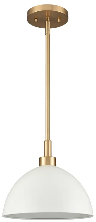 Pelham 10'' Wide 2-Light Pendant - Satin Brass with Matte White