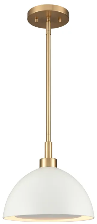 Pelham 10'' Wide 2-Light Pendant - Satin Brass with Matte White