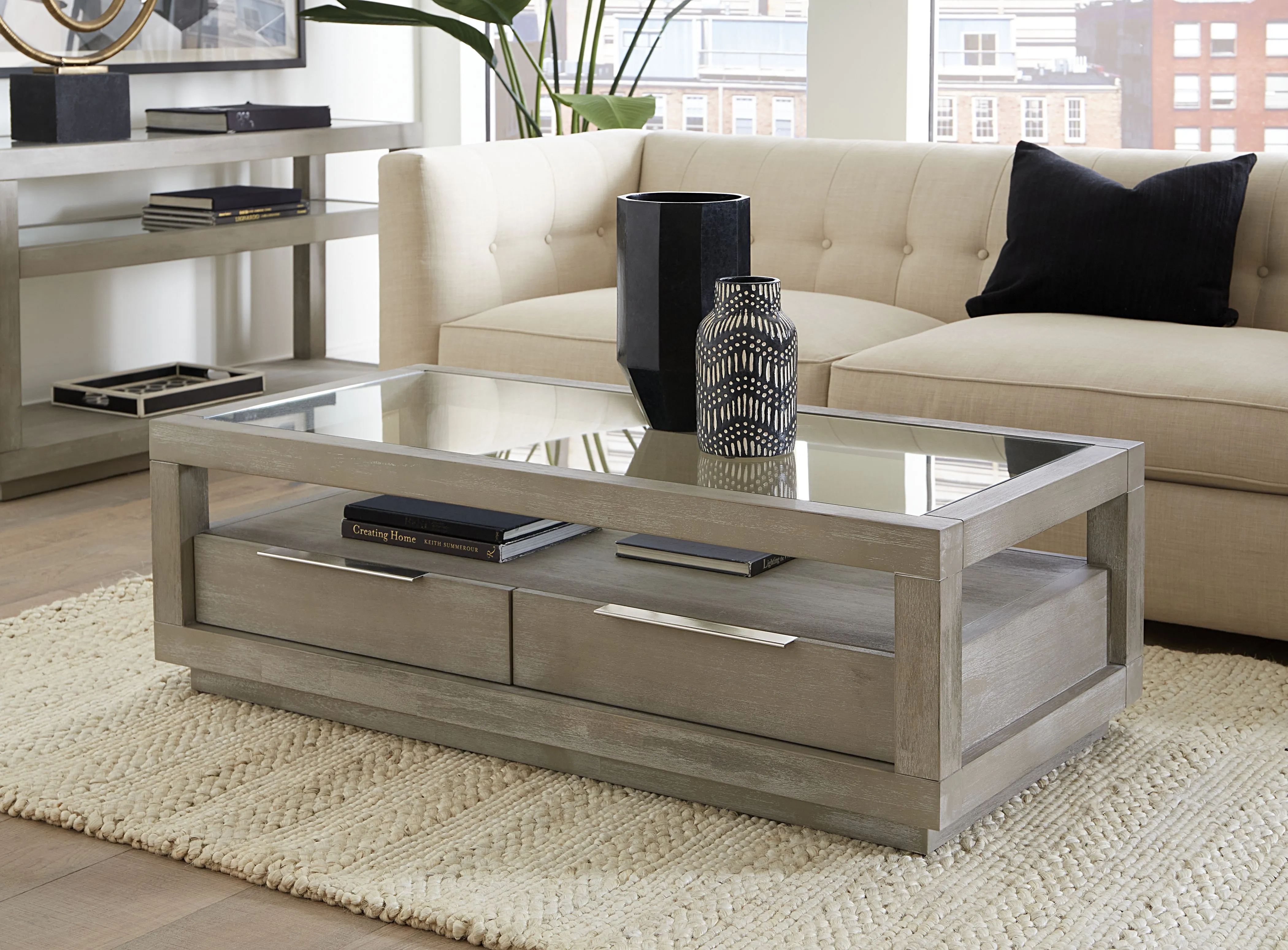 Oxford Two-Drawer Coffee Table in Mineral