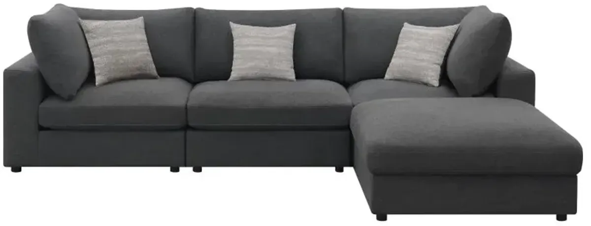 Serene 4-piece Upholstered Modular Sectional Charcoal