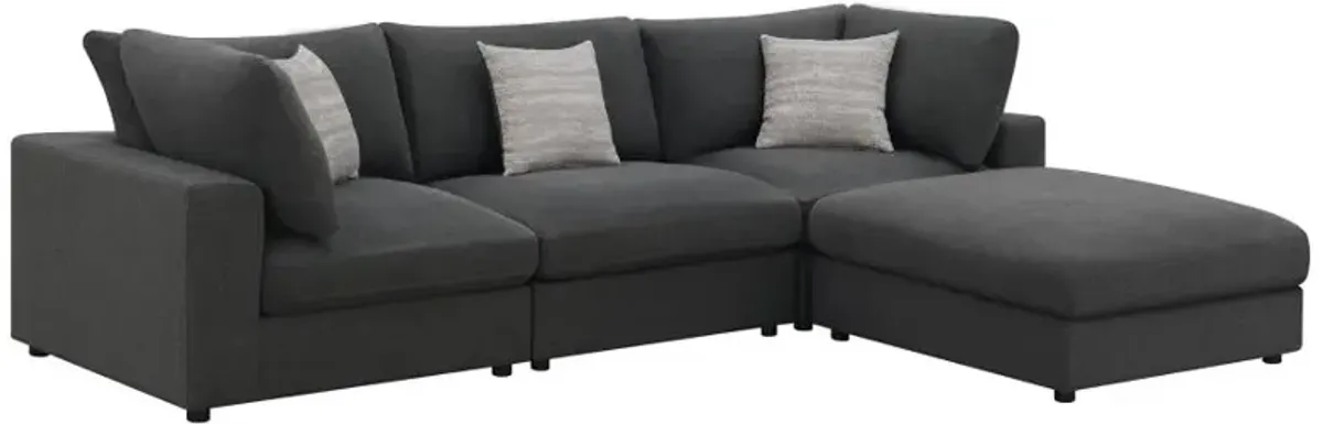 Serene 4-piece Upholstered Modular Sectional Charcoal