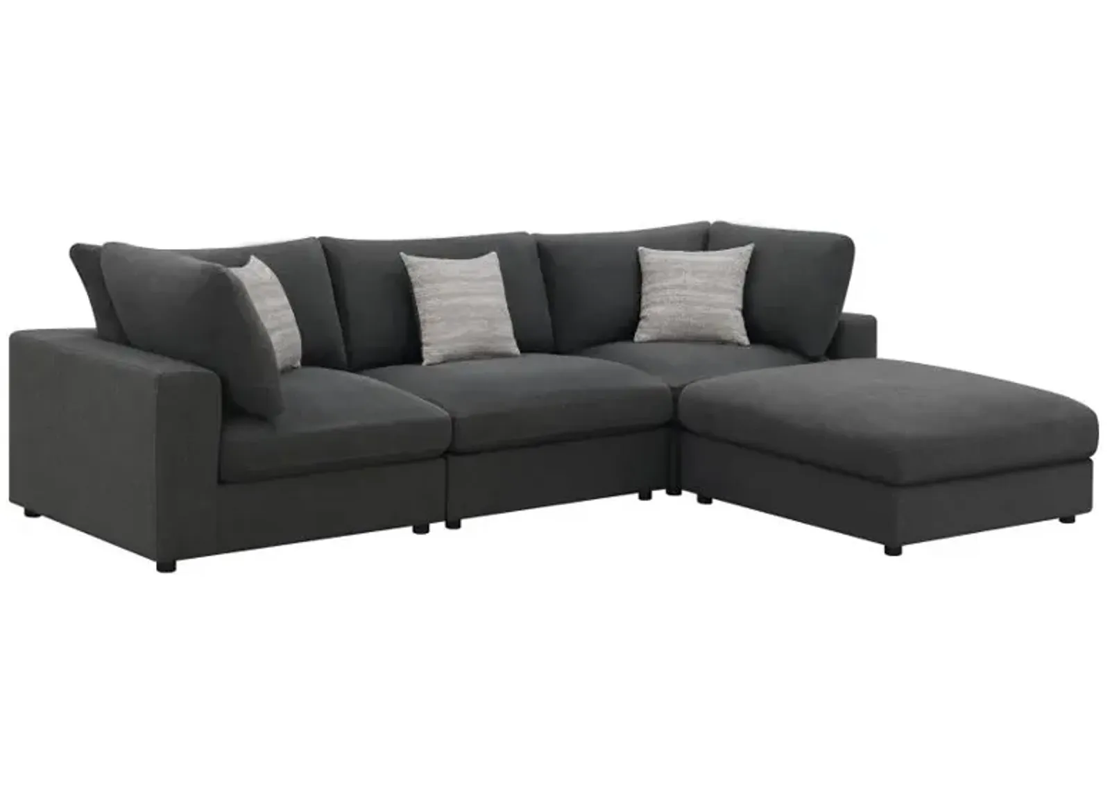 Serene 4-piece Upholstered Modular Sectional Charcoal