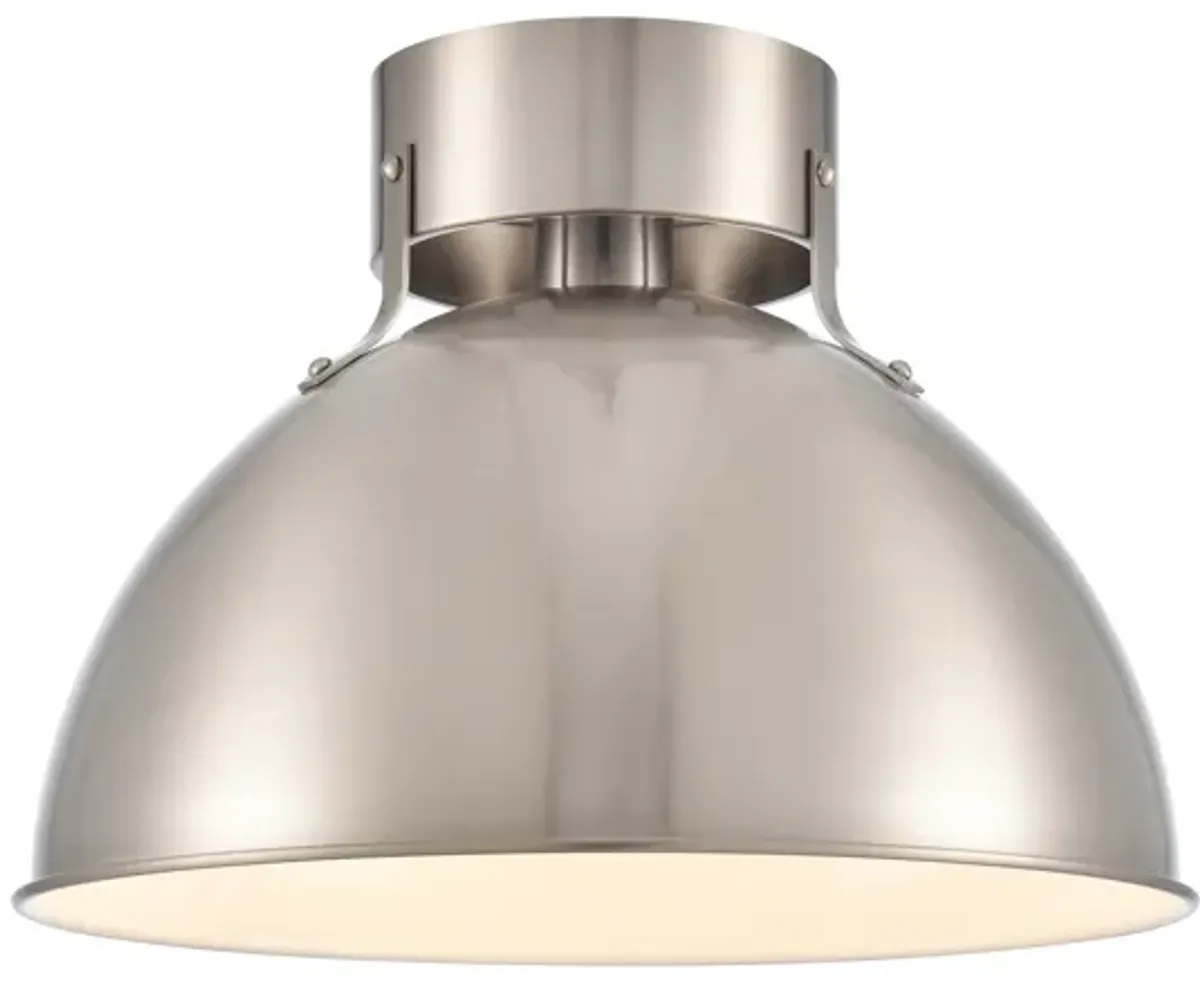 Zayne 12'' Wide 1-Light Semi Flush - Brushed Nickel