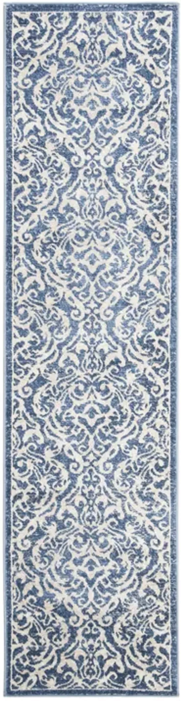 Brentwood 810 Navy / Creme 2' X 8' Runner Powerloomed Rug
