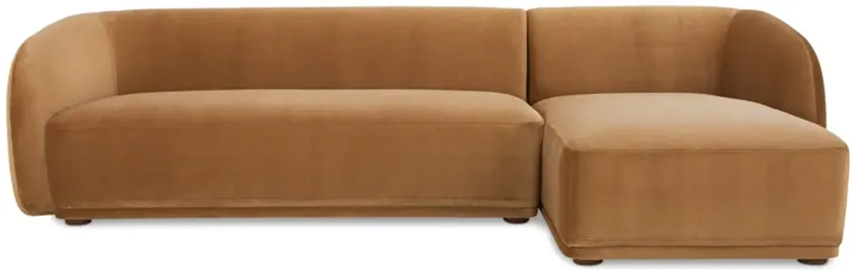 Faye Right Sectional Tan Faux Mohair