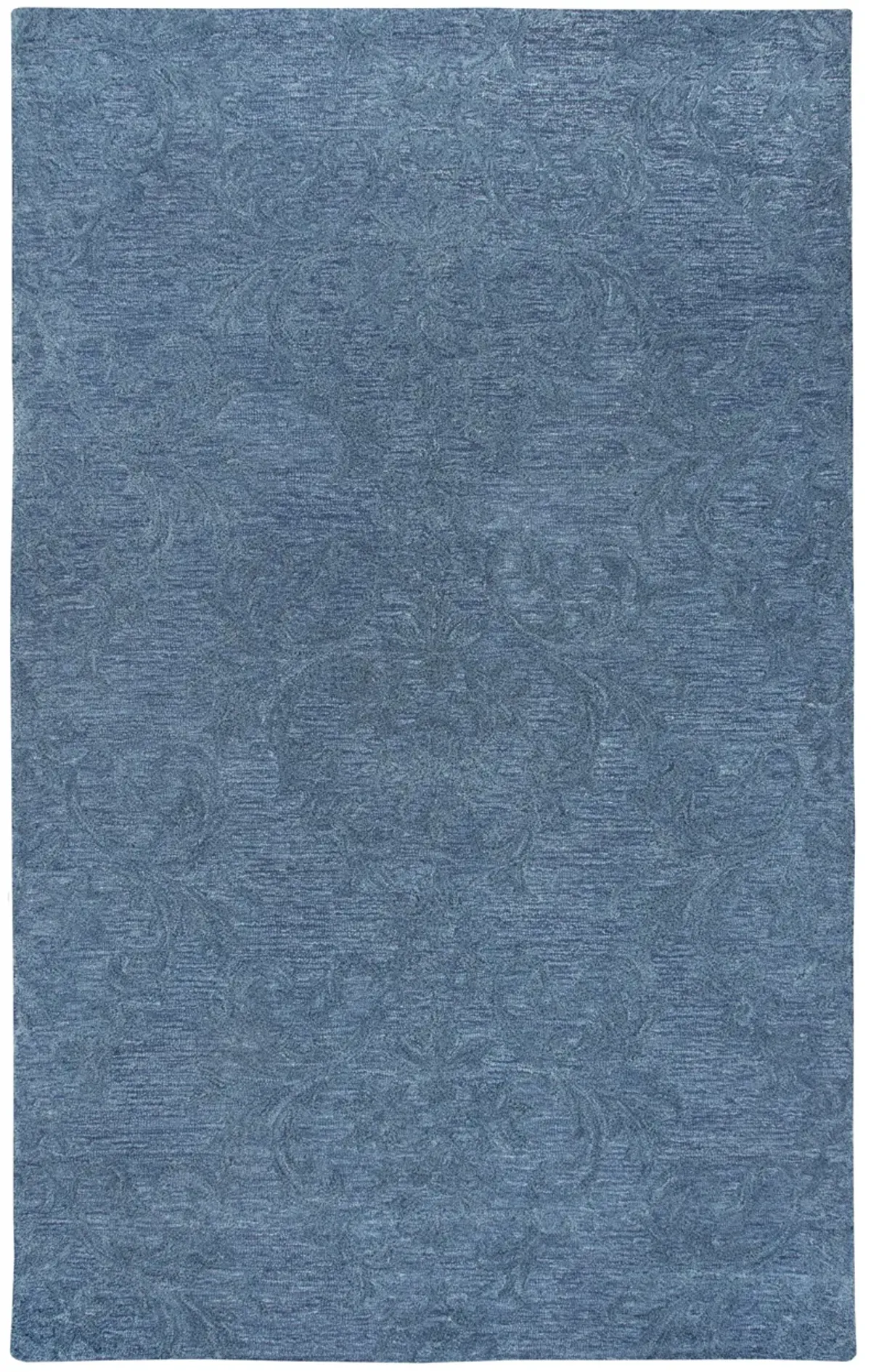Fifth Avenue Blue Damask Wool 5' x 8' Rectangle Rug