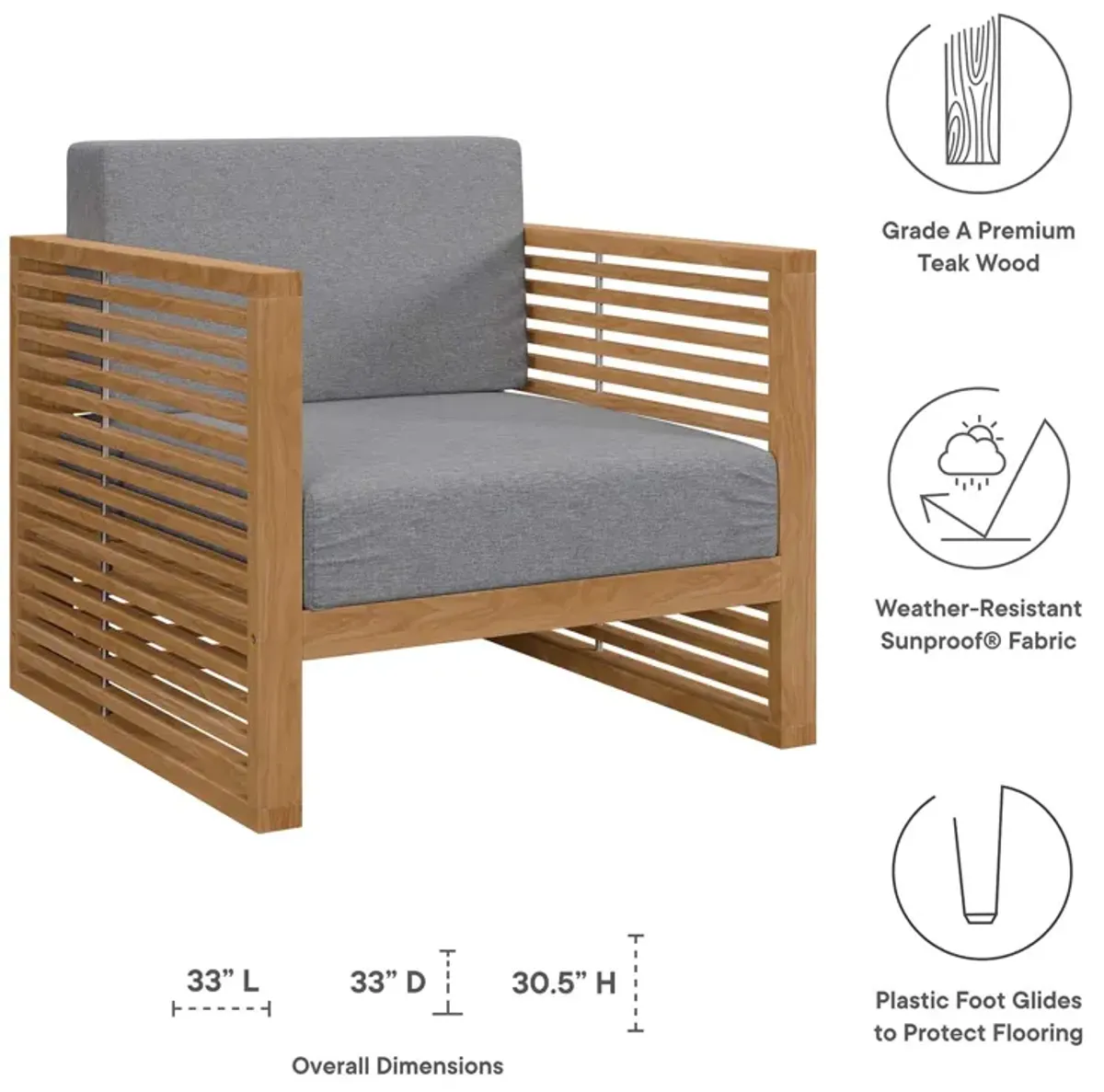 Carlsbad 3-Piece Teak Wood Outdoor Patio Set