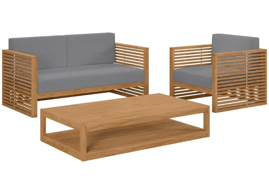 Carlsbad 3-Piece Teak Wood Outdoor Patio Set