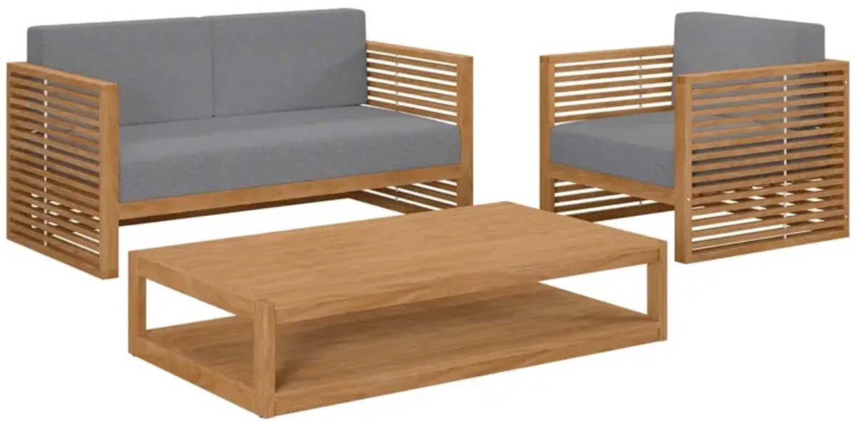 Carlsbad 3-Piece Teak Wood Outdoor Patio Set