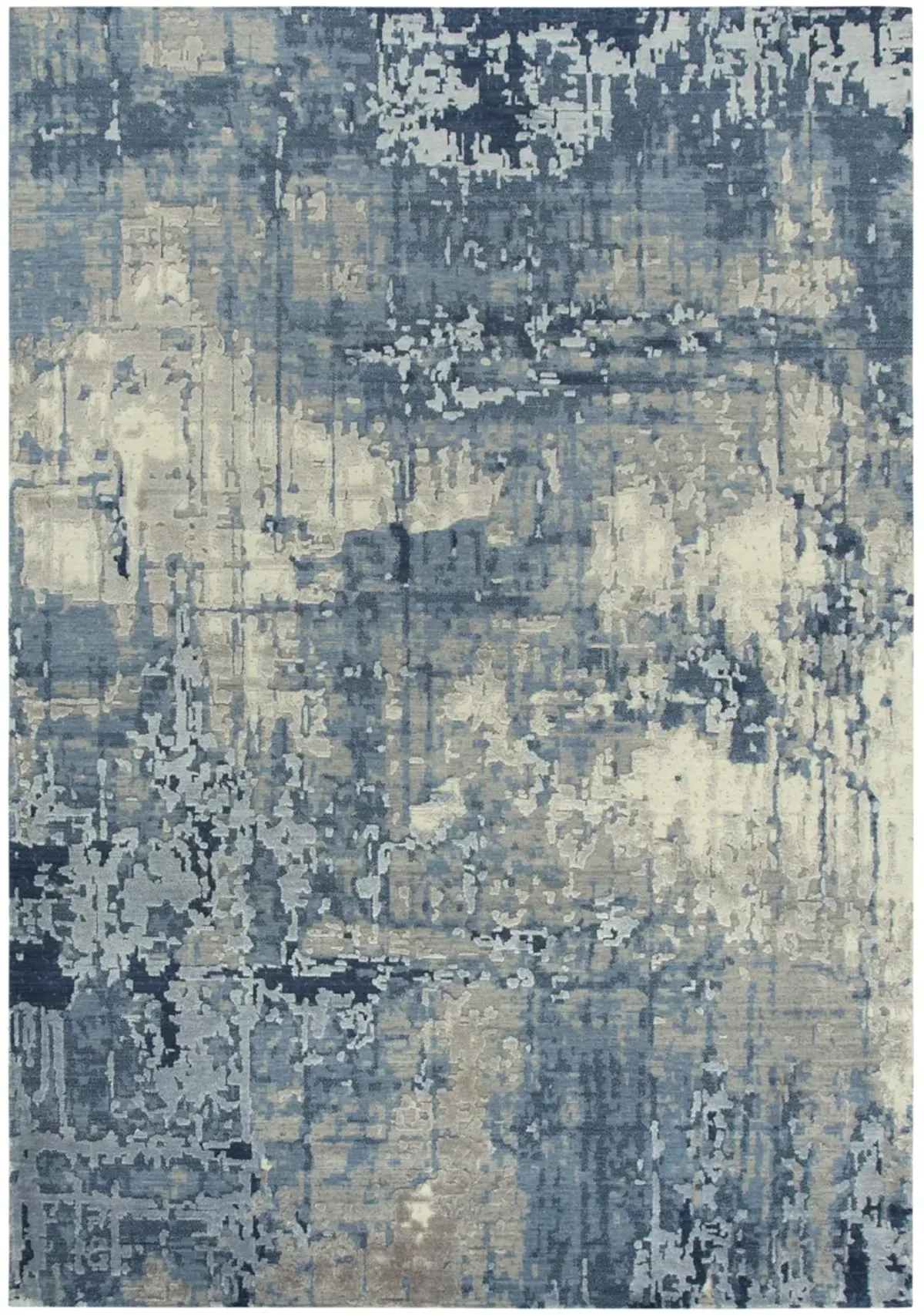 Artistry Blue Abstract NZ Wool/Tencel Blend 2' x 3'  Rectangle Rug