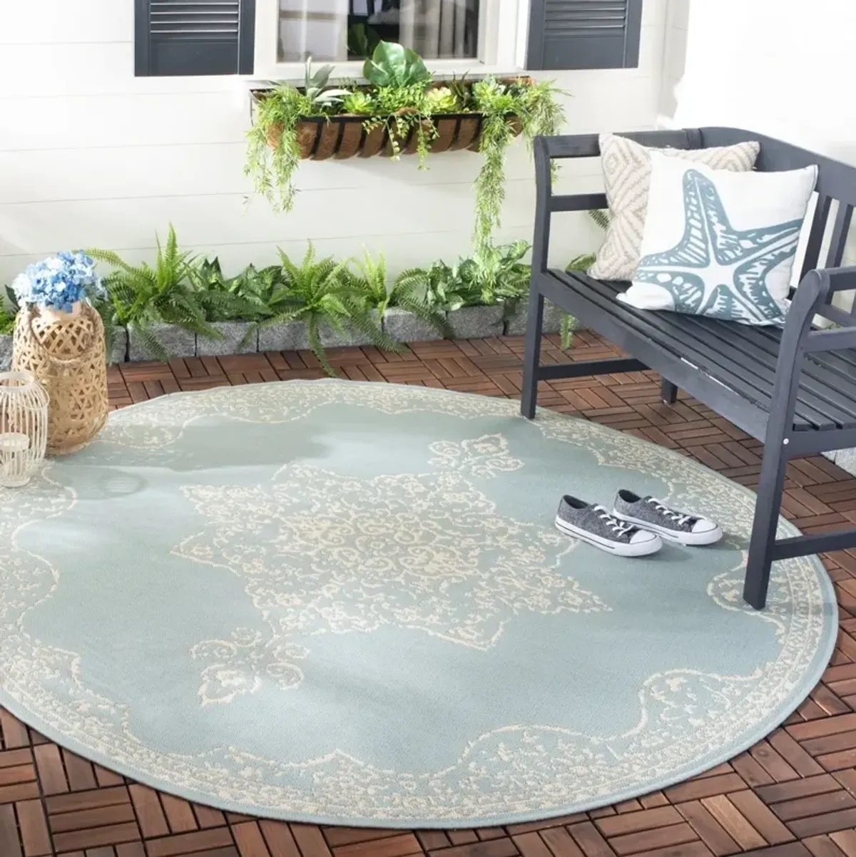 BEACH HOUSE 180 Blue 8' X 8' Round Round Rug