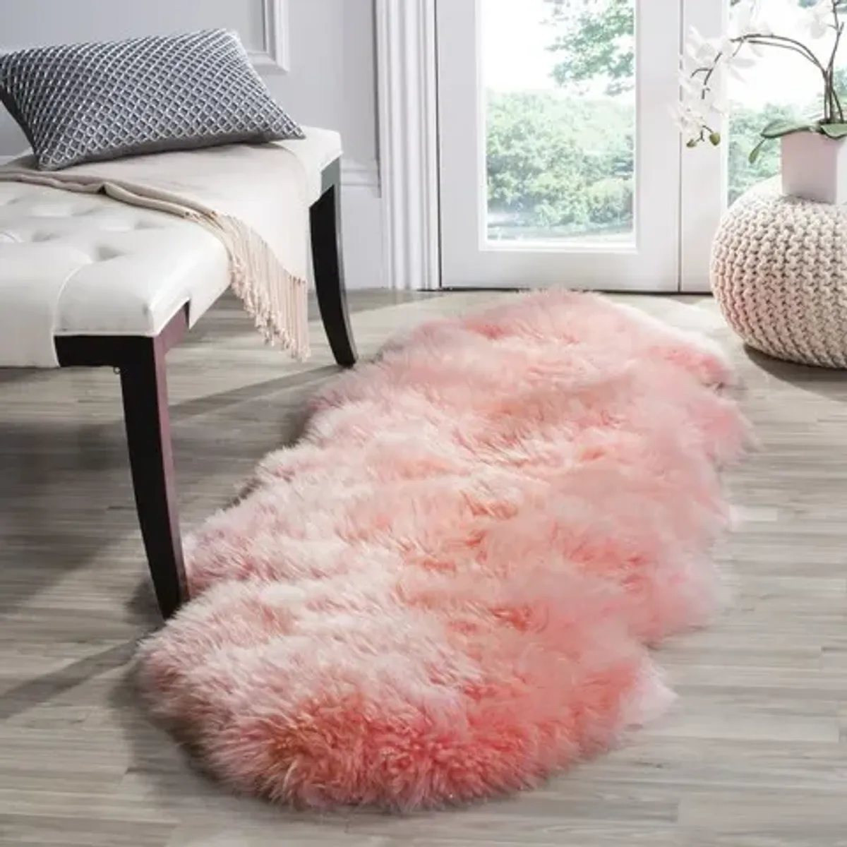 SHEEP SKIN 121 Pink  2' X 6' Runner Rug