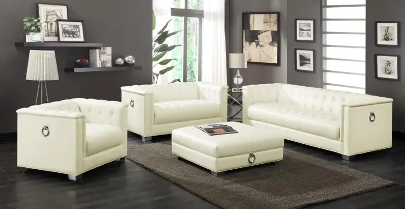 Chaviano 4-piece Upholstered Tufted Sofa Set Pearl White