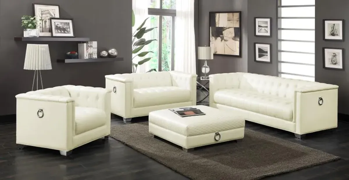 Chaviano 4-piece Upholstered Tufted Sofa Set Pearl White