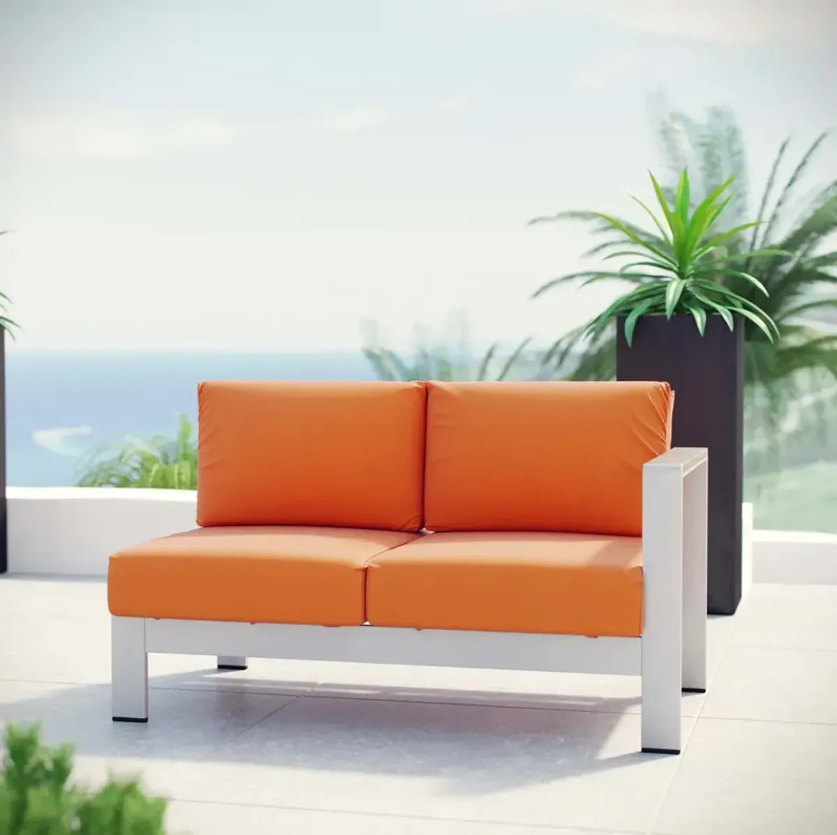 Shore Right-Arm Corner Sectional Outdoor Patio Aluminum Loveseat