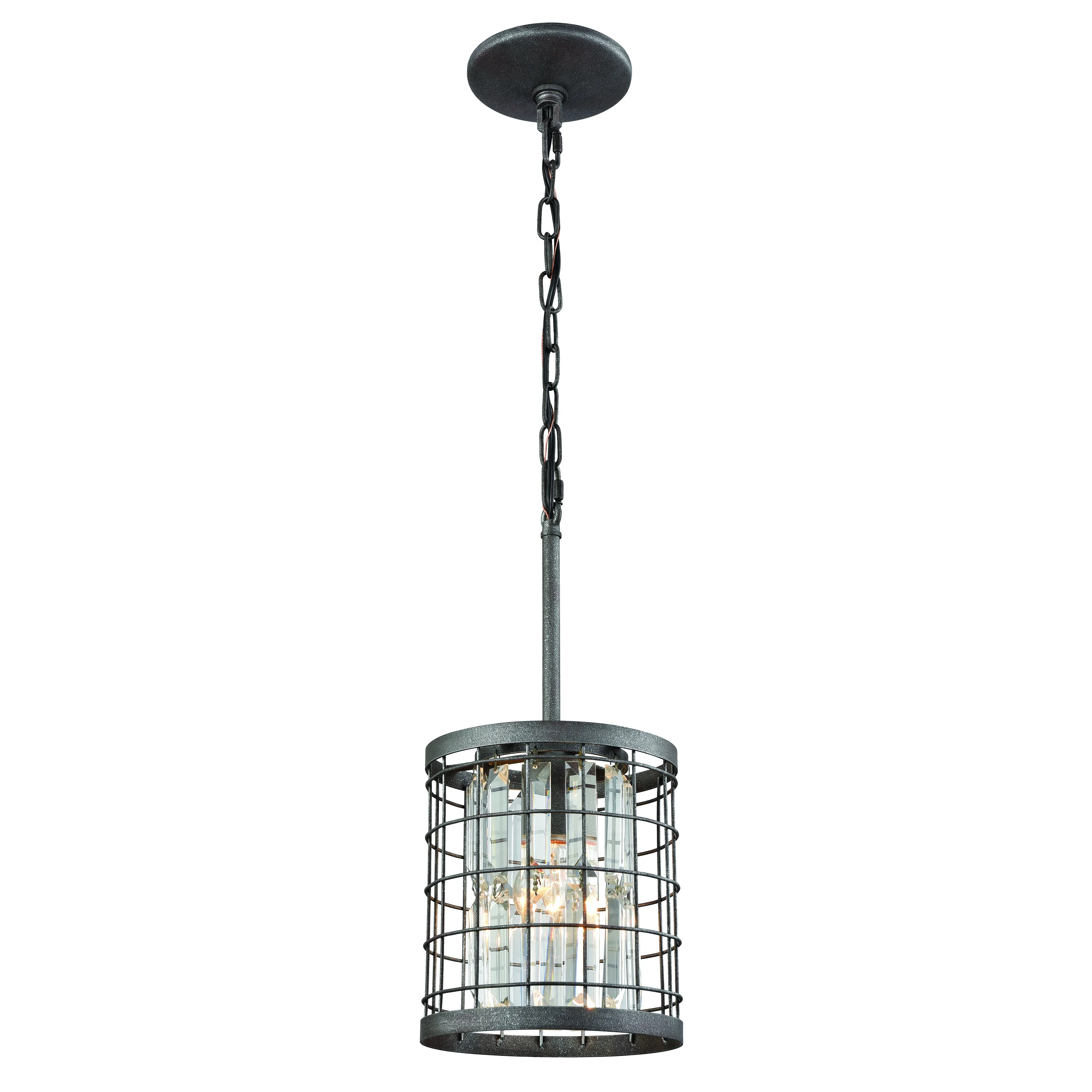 Nadina 7" Wide 1-Light Mini Pendant - Silverdust Iron