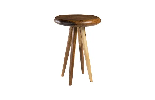 smoothed bar table, chamcha wood, natural, round