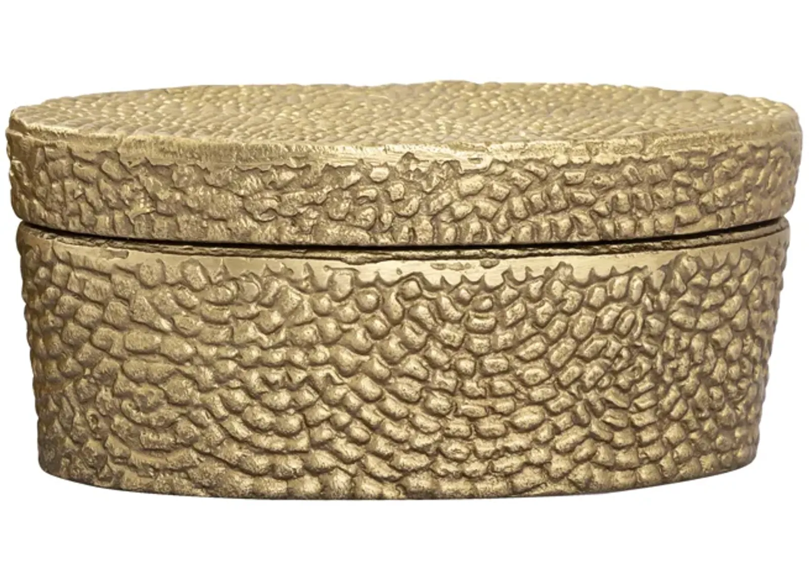 Oval Pebble Box - Large Brass