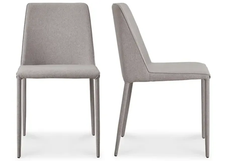 NORA FABRIC DINING CHAIR LIGHT GREY-SET OF TWO