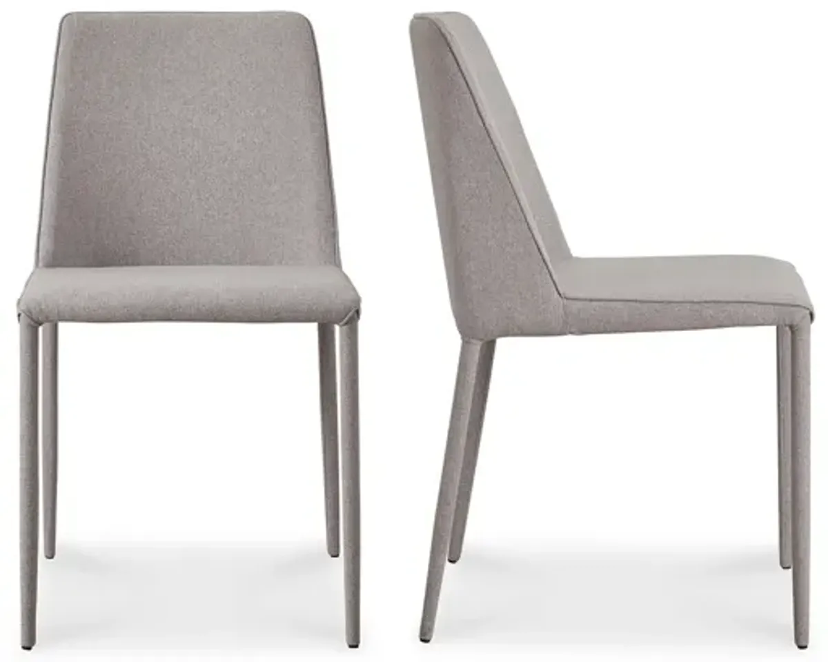 NORA FABRIC DINING CHAIR LIGHT GREY-SET OF TWO