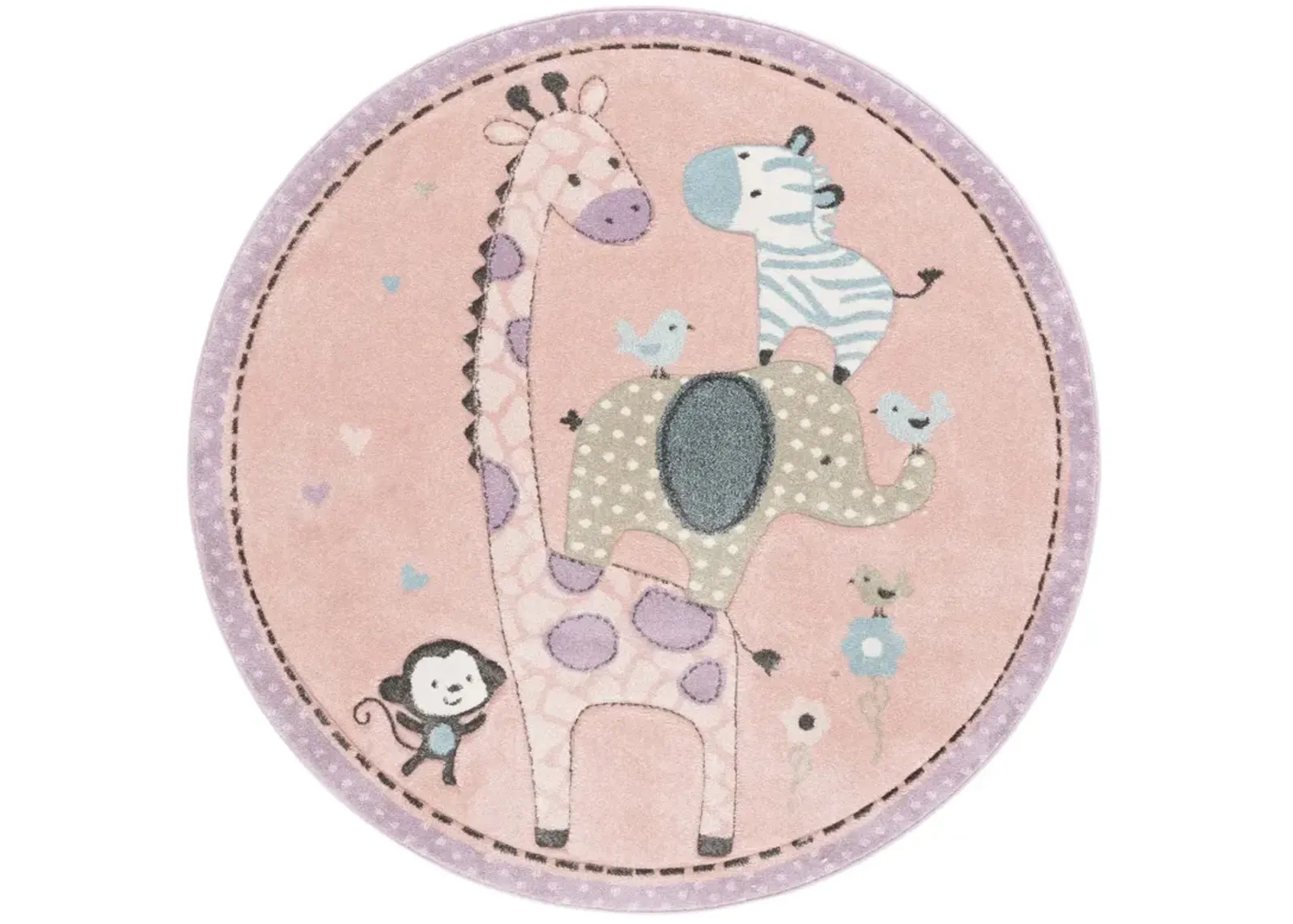 CAROUSEL KIDS 120 BLUSH PINK 3' x 3' Round Round Rug