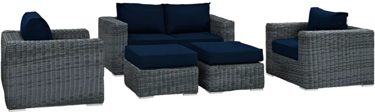 Summon 5 Piece Outdoor Patio Sunbrella® Sectional Set