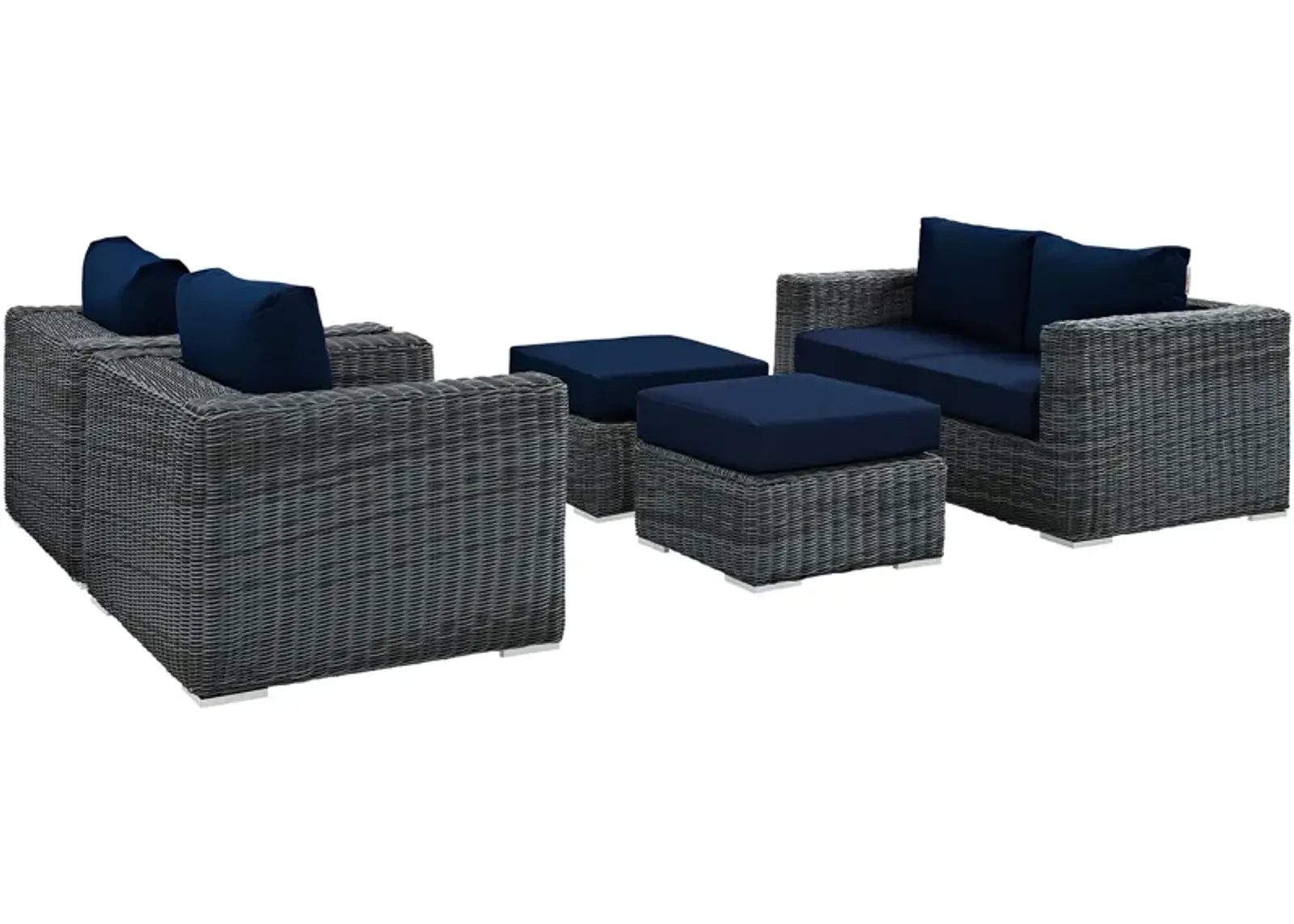 Summon 5 Piece Outdoor Patio Sunbrella® Sectional Set