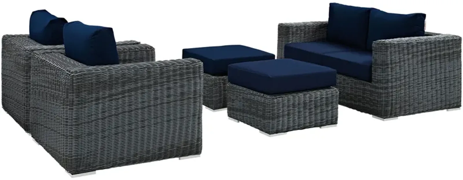 Summon 5 Piece Outdoor Patio Sunbrella® Sectional Set