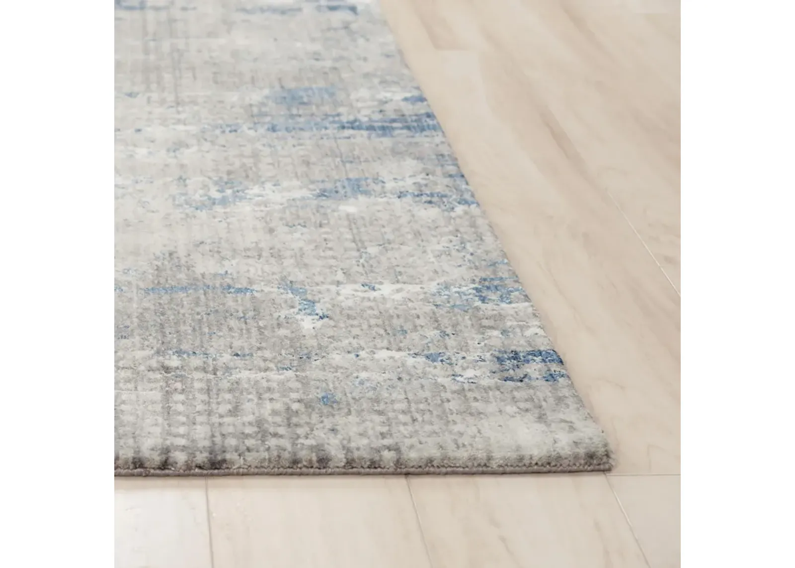 Ankara Gray/Blue Abstract Recycled Polyester 2'6" x 8' Runner Rug