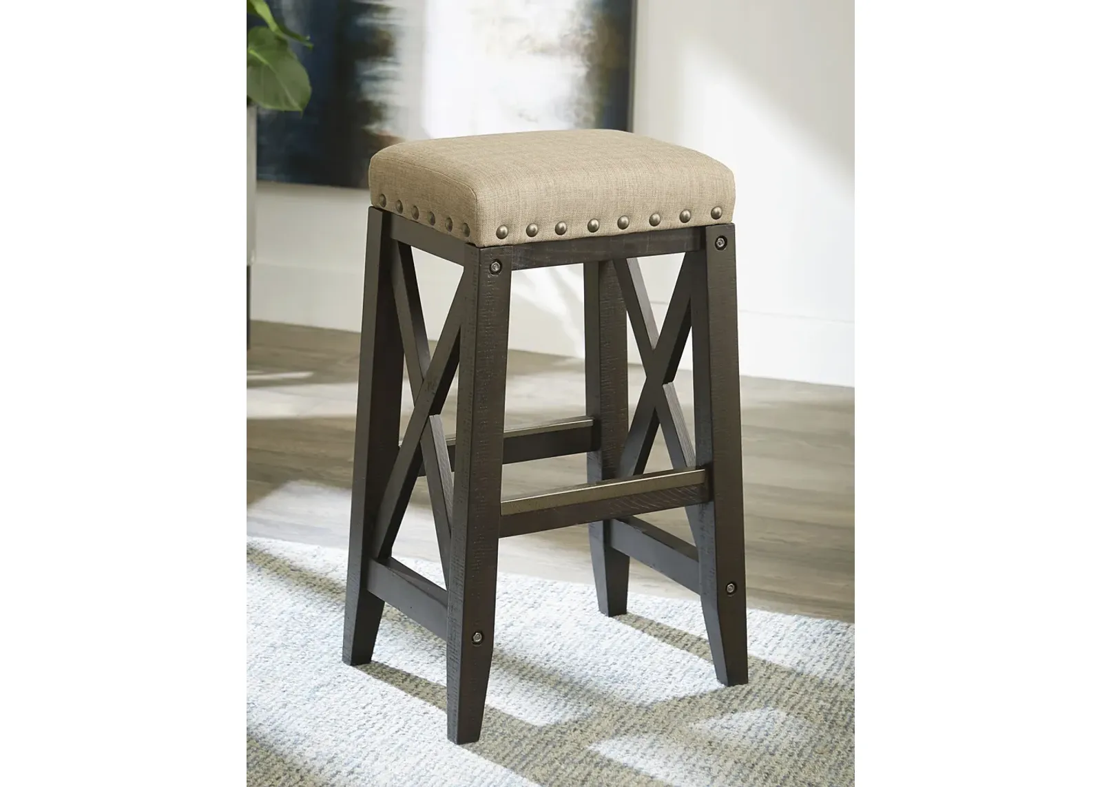 Yosemite Solid Wood Upholstered Bar Stool in Cafe