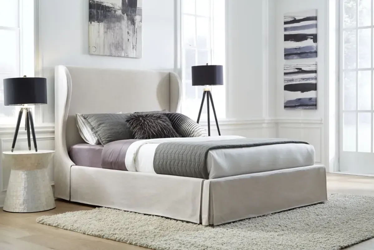 Hera Upholstered Skirted Panel Bed