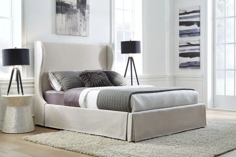 Hera Upholstered Skirted Panel Bed