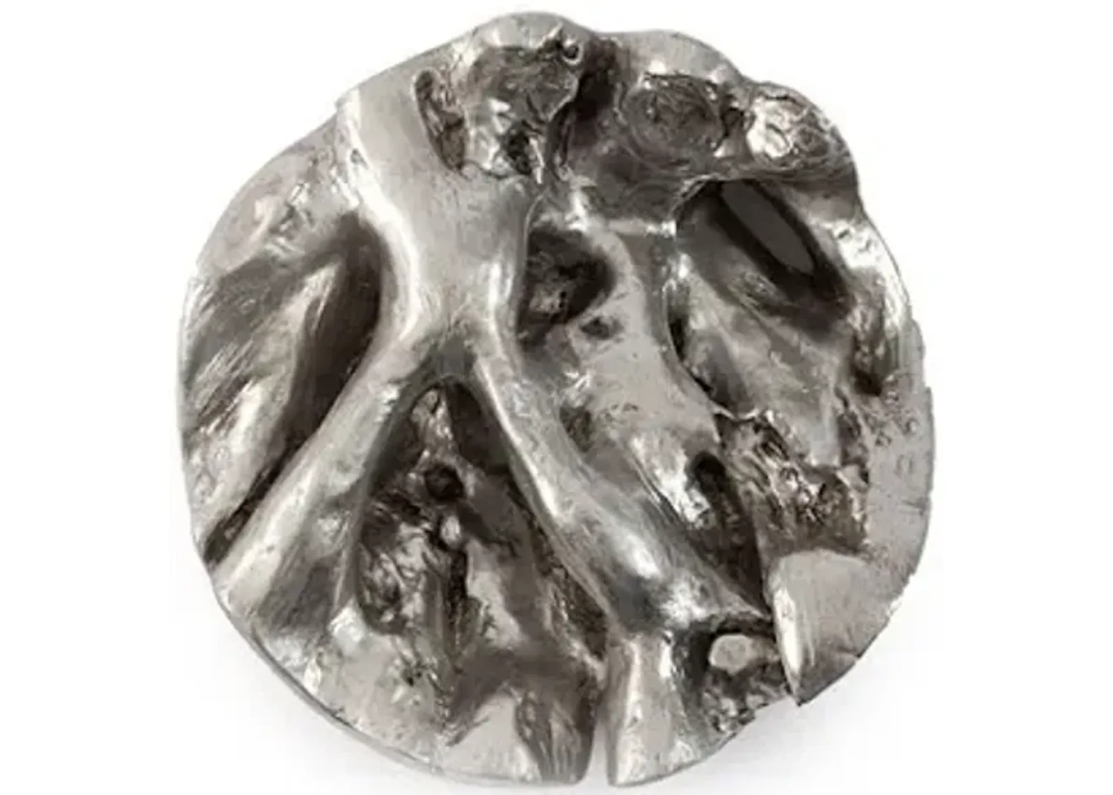 cast root wall tile, resin, silver leaf, round